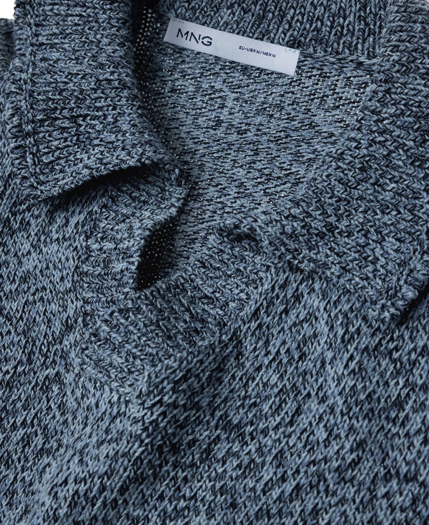 Мужской свитер Mango Polo Cactus Chunky Knit Long-Sleeve, цвет: Индиго синий — фото 9