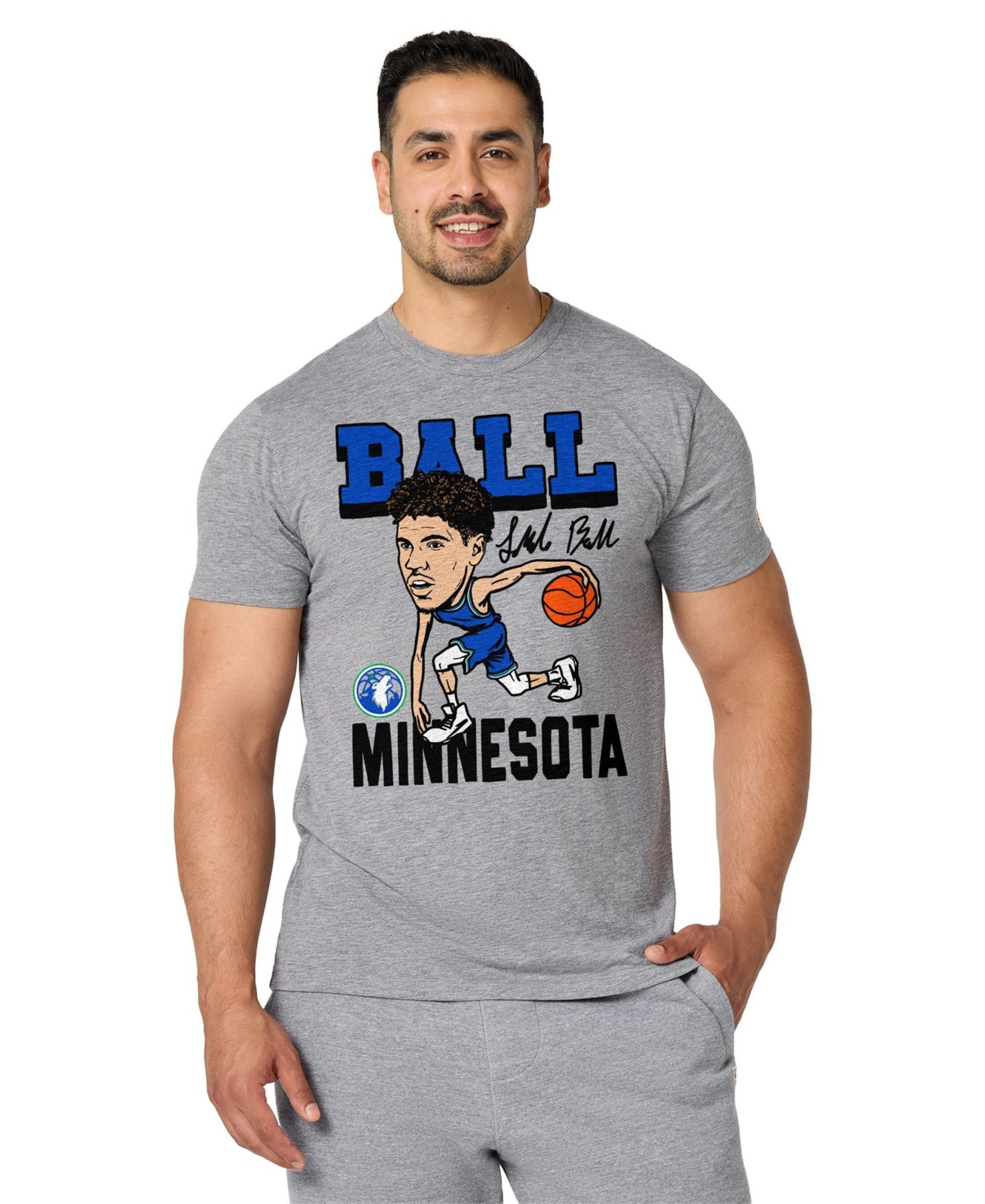 Футболка Homage LaMelo Ball Gray Minnesota Timberwolves Signature Tri-Blend — фото 1