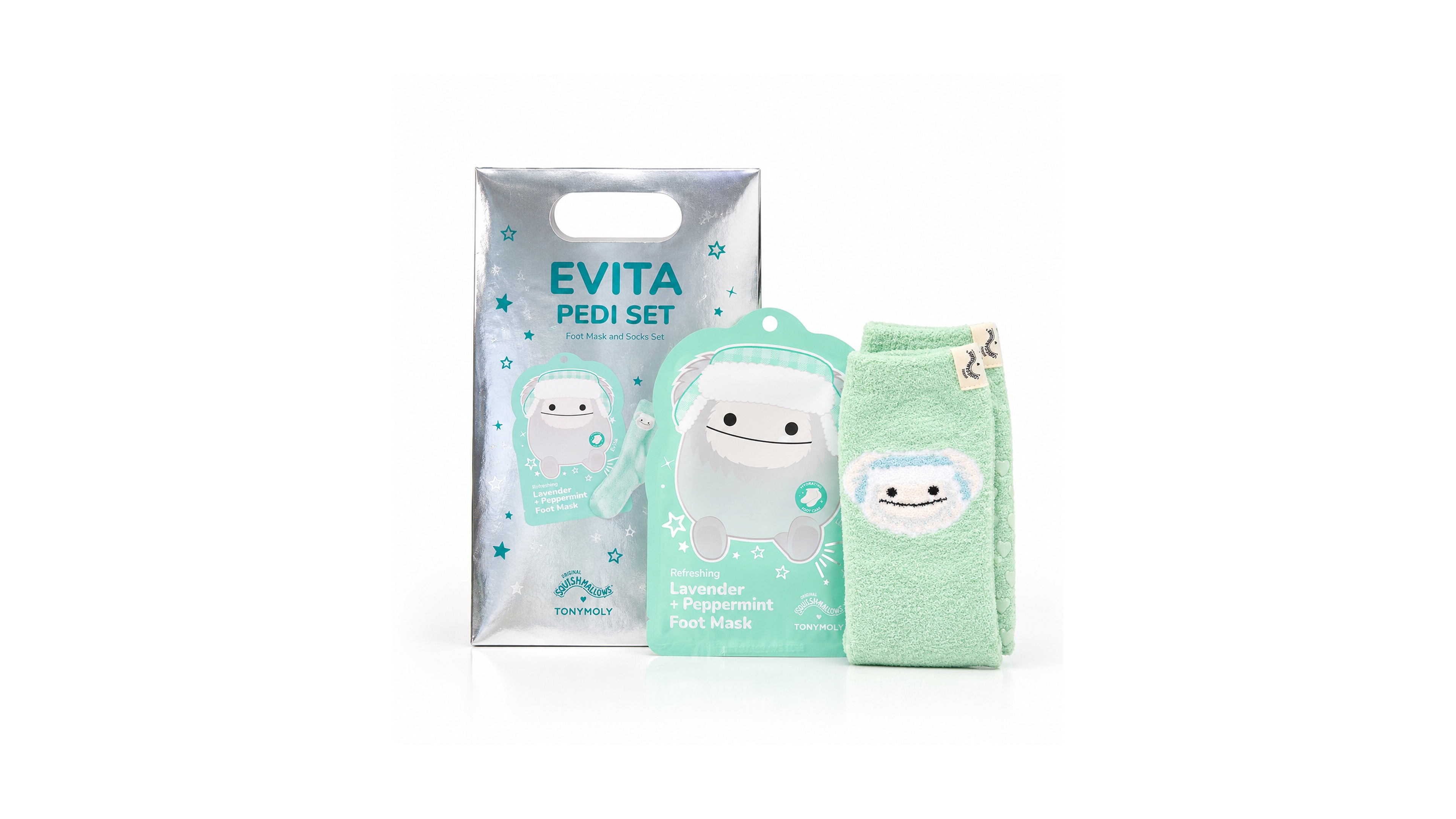 Tonymoly 2-Piece Squishmallows Evita Pedi Mask and Socks Set