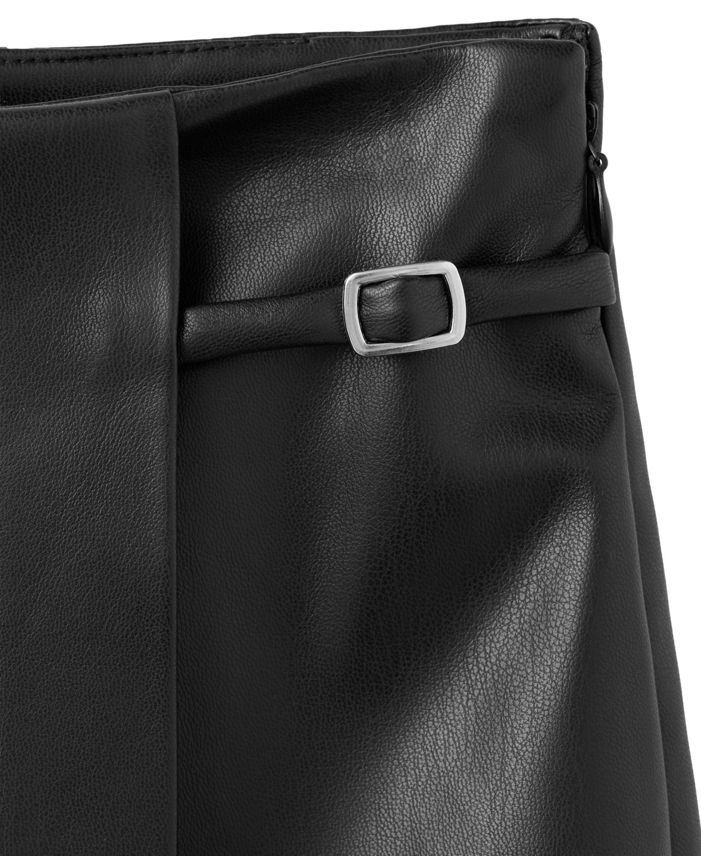 Женская юбка-шорты Mango High-Waisted Mini Buckle Faux Leather Skort, цвет: Чёрный — фото 6
