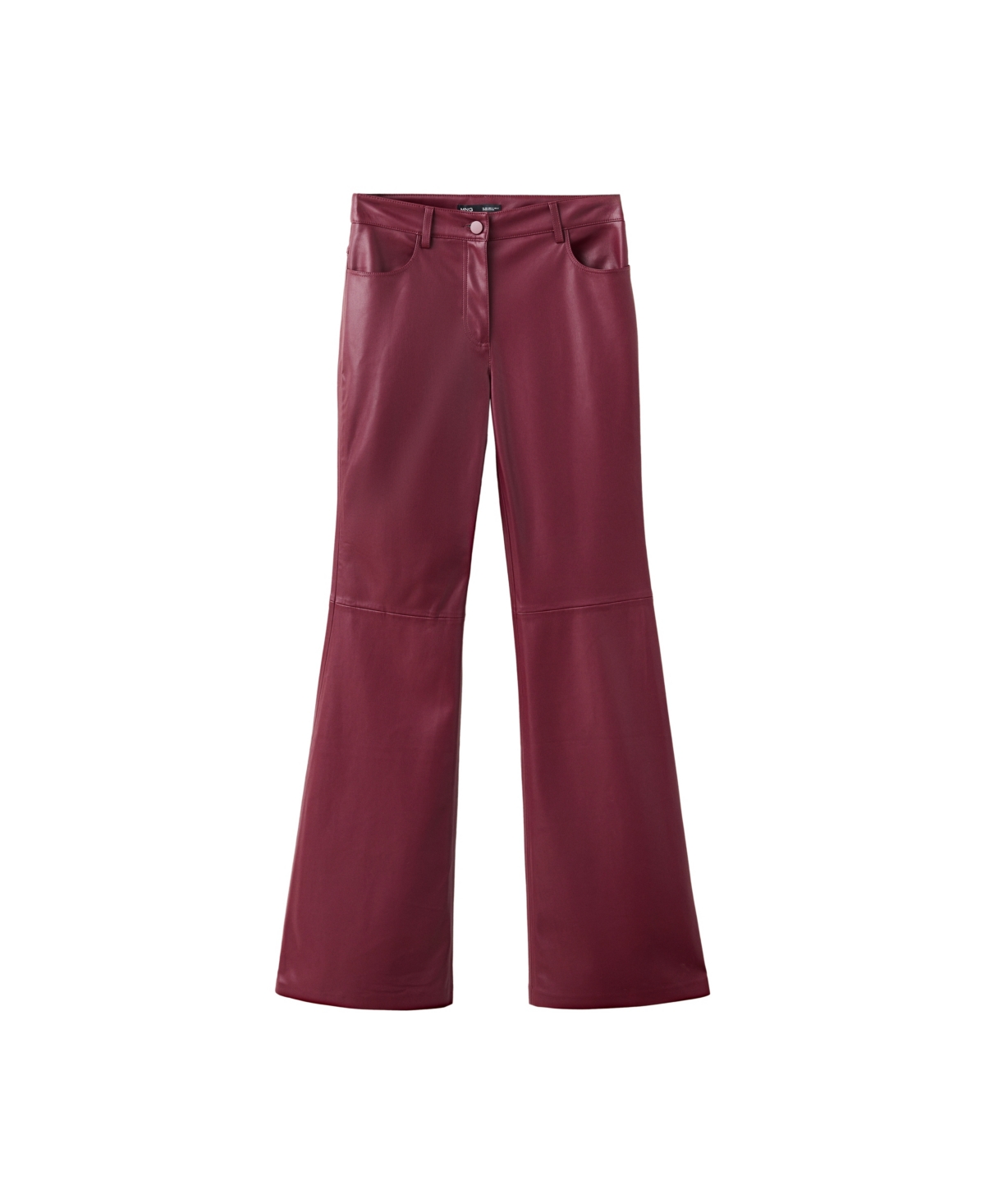 Mango Women's Connie Flared High-Rise Faux Leather Pants - Red