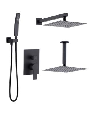10-Inch Rainfall Shower System with Handheld Sprayer, Dual-Outlet Wall or Ceiling Installation, Single-Handle Control