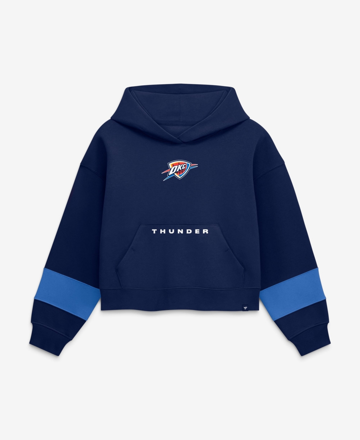 Fanatics Women's Oklahoma City Thunder Navy Beat Records Cropped Fleece Hoodie - Navy, Blue