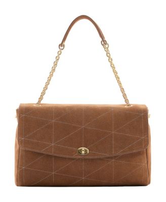 Chain Detail Leather Medium Shoulder Bag