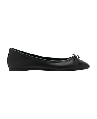 Women's Bow Round-Toe Leather Ballet Flats