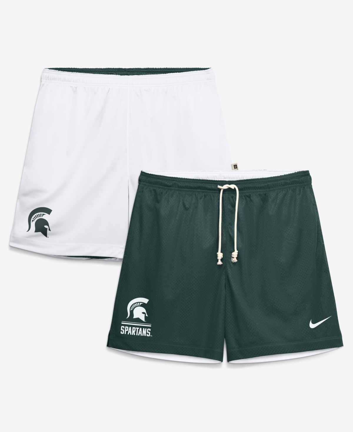 Nike Men's Green/White Michigan State Spartans Courtside Reversible Dri-fit Shorts - Green, White