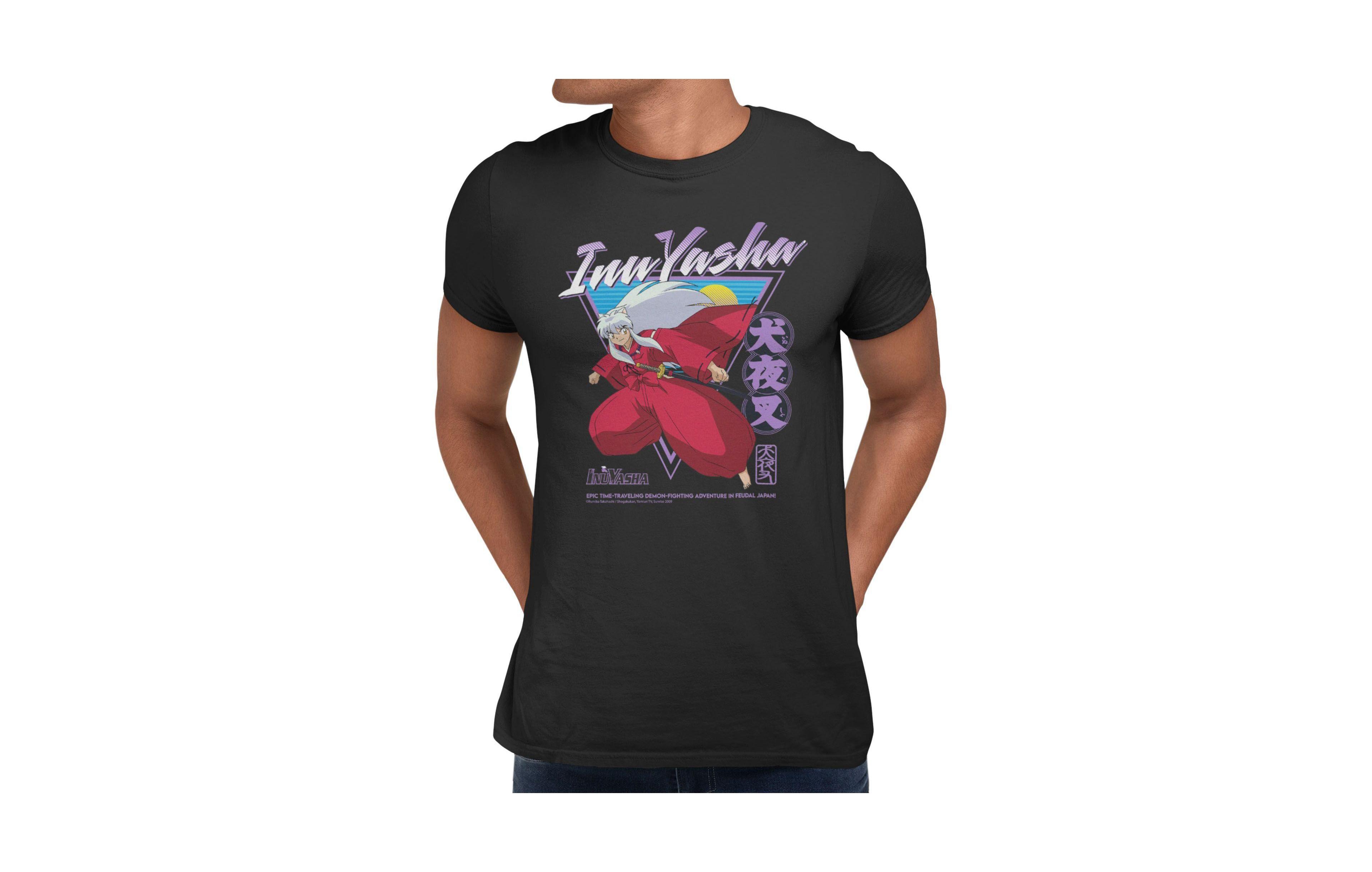 Inuyasha Men's Retro 80s Style Geometric Short Sleeve Tshirt