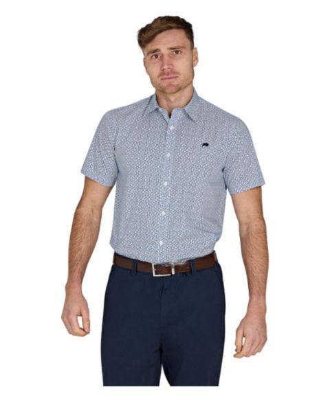 Мужская рубашка Raging Bull Short Sleeve Cotton Poplin, цвет: Синий