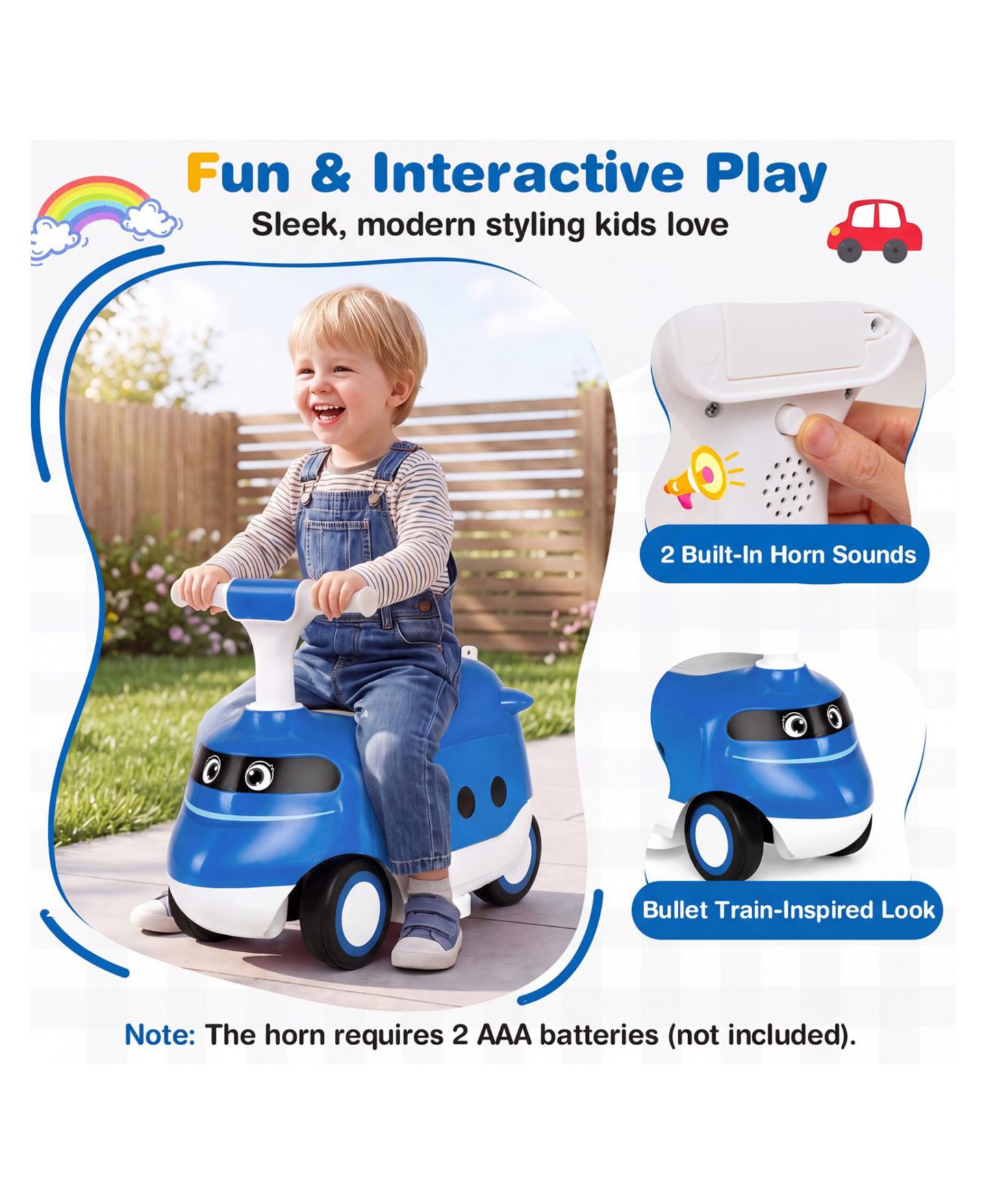 Детская игрушка Mecale 2-in-1 Toddler Ride-On Push Car with Under-Seat Storage, 33 lbs. Capacity, 1–3 года, цвет: Синий — фото 7