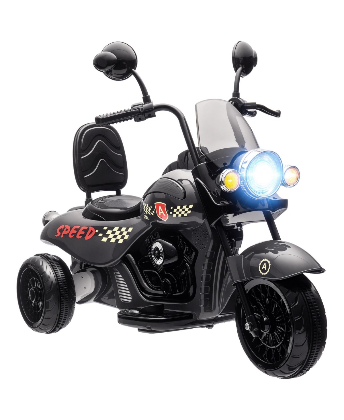 Glintex 6V 3-Wheel Kids Electric Motorcycle with Headlights and Music, 55 lb. Capacity, Ages 1-3 - Gray