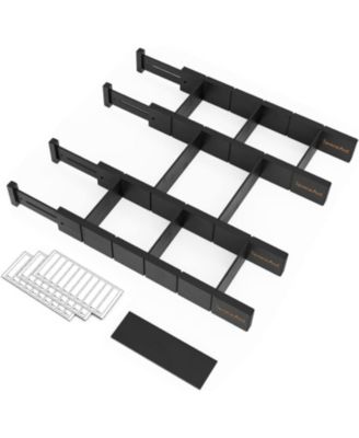 SpaceAid Set of 4 Bamboo Expandable Drawer Dividers with Labels,with 9 ...