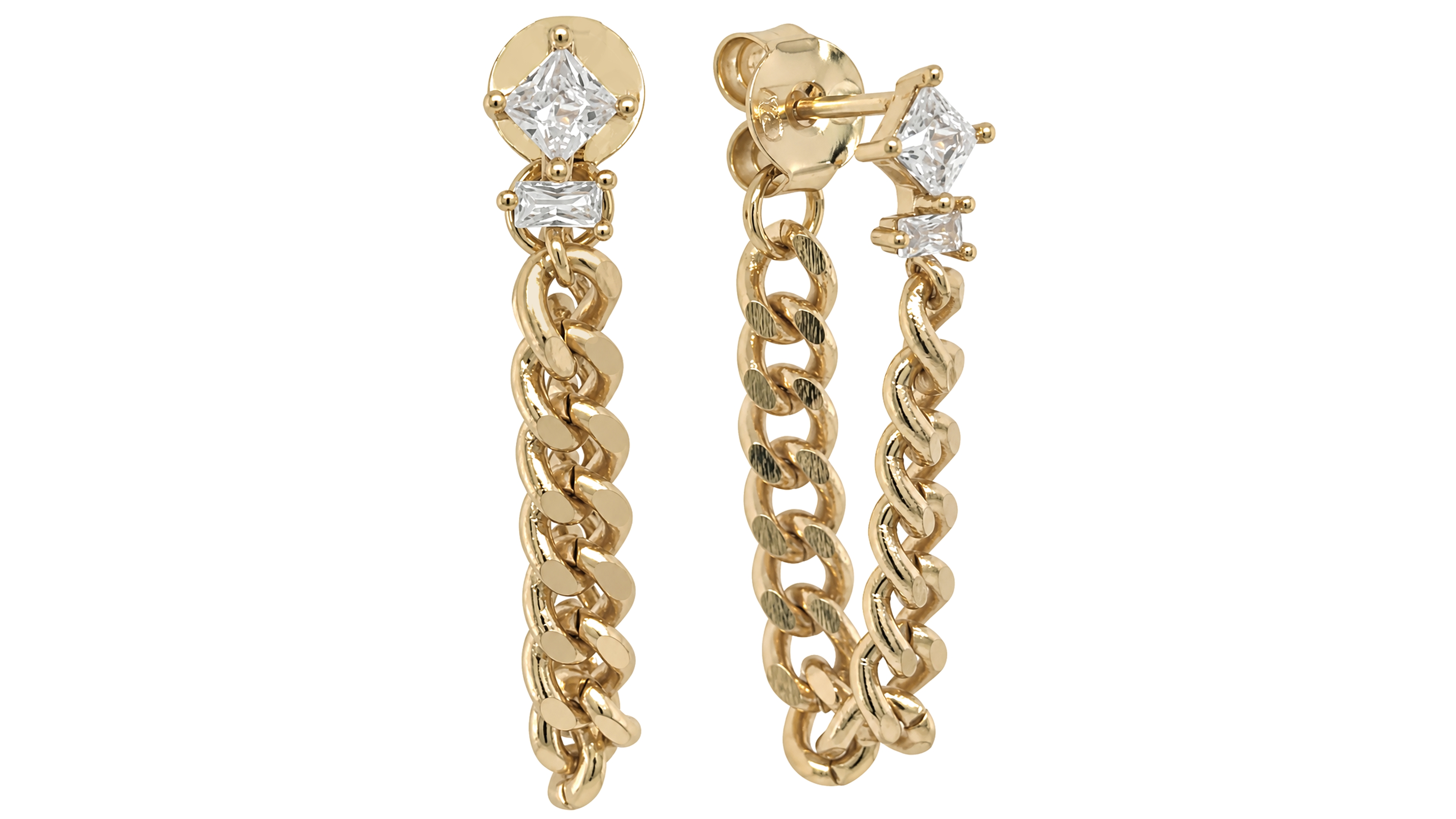 And Now This Cubic Zirconia Chain Post Earring