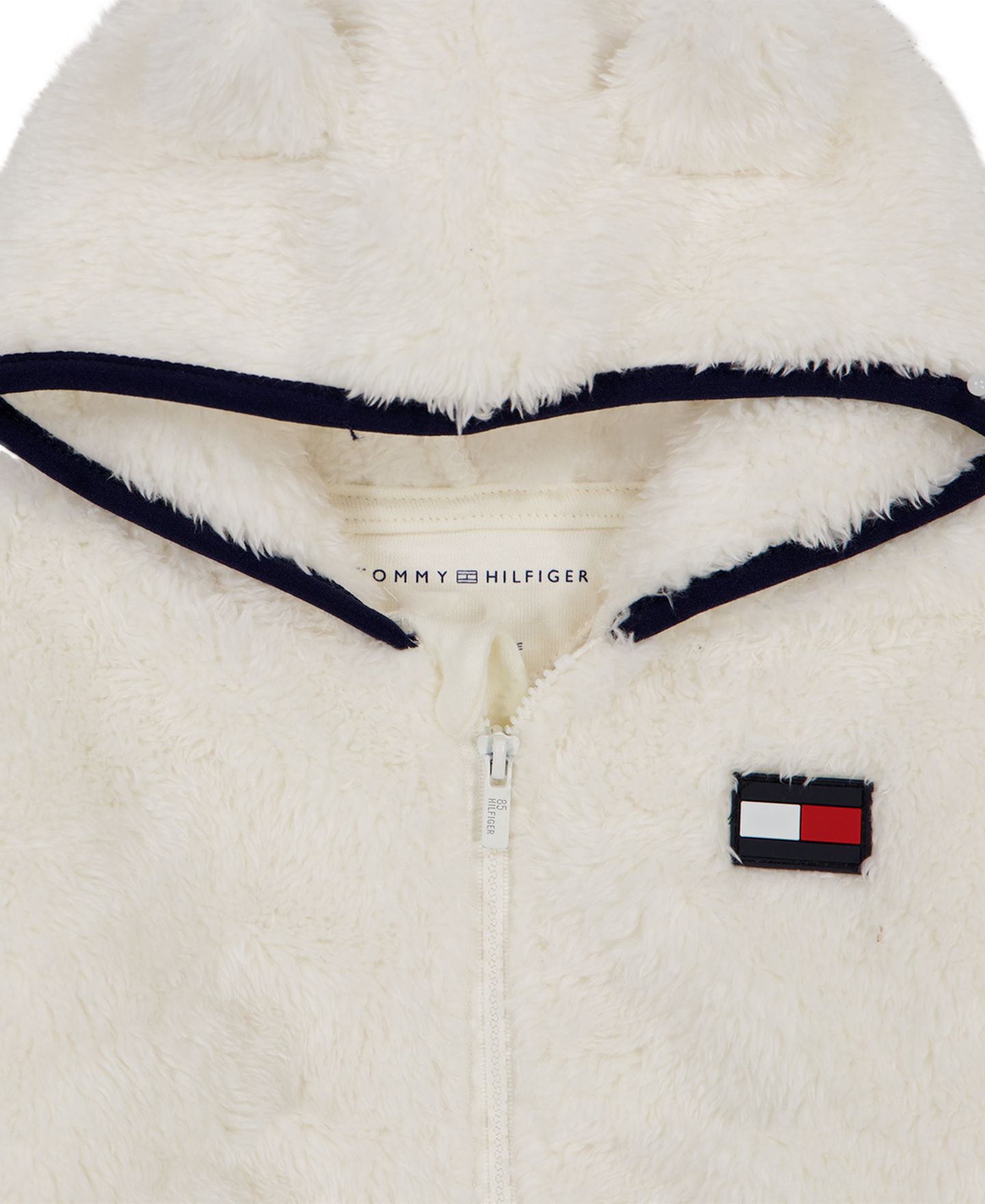 Tommy Hilfiger Baby Boys' Sherpa Hooded Hoodie, Logo T-Shirt and Pants, 3-Piece Set, цвет: Ванильный / Тёмно-синий — фото 3