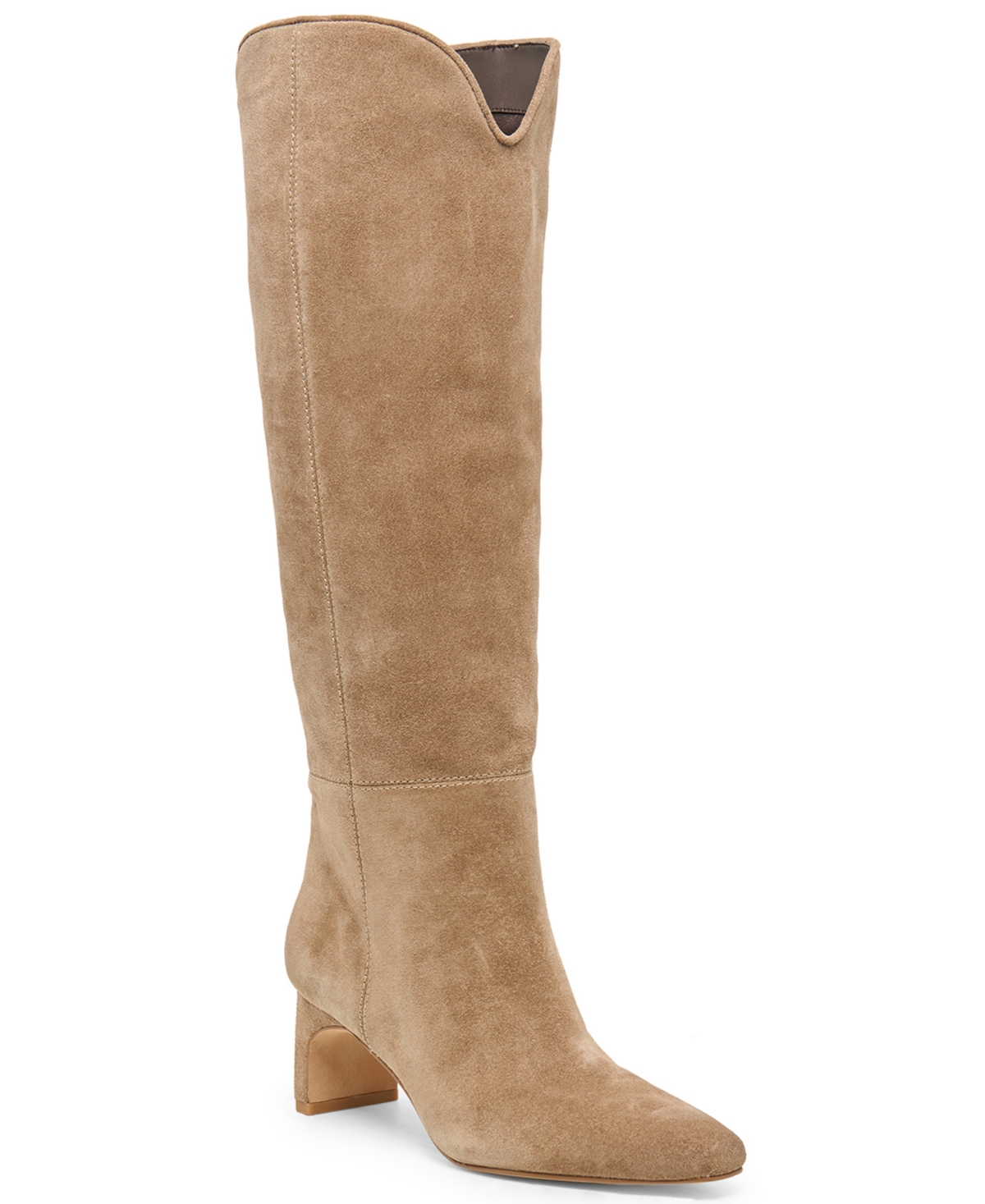 Dolce Vita Women's Brion Scalloped Edge Knee High Boots - Taupe Suede