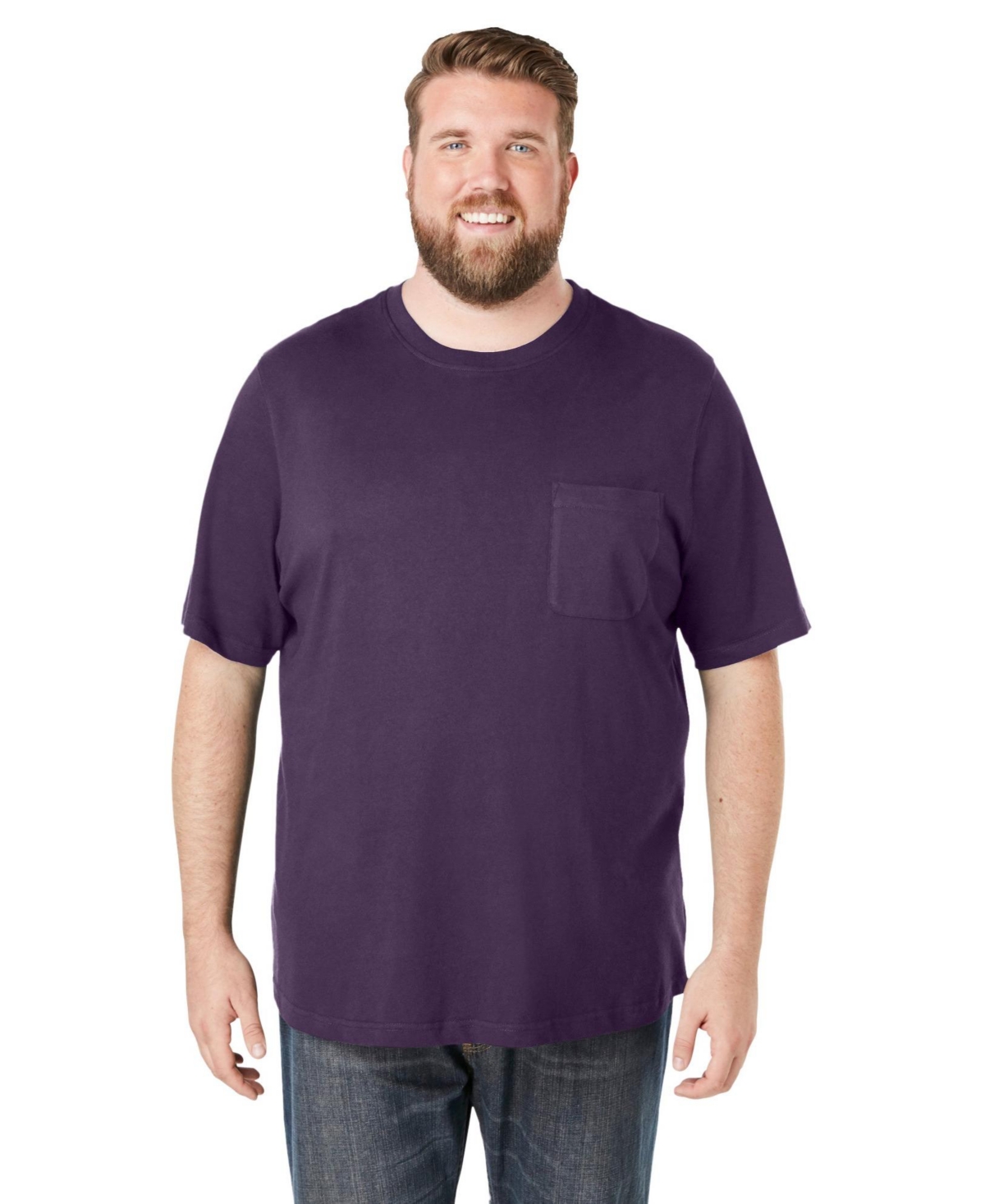 KingSize Men's Big & Tall Shrink-Less Lightweight Pocket Crewneck T-Shirt - Blackberry