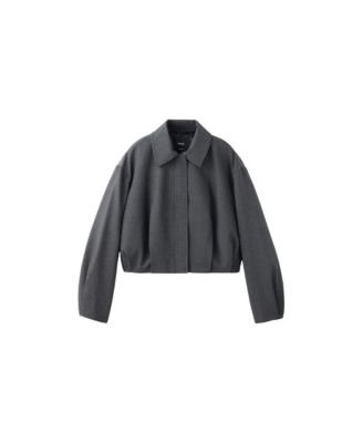 Women's Pinstripe Bomber Oversized Cropped Jacket