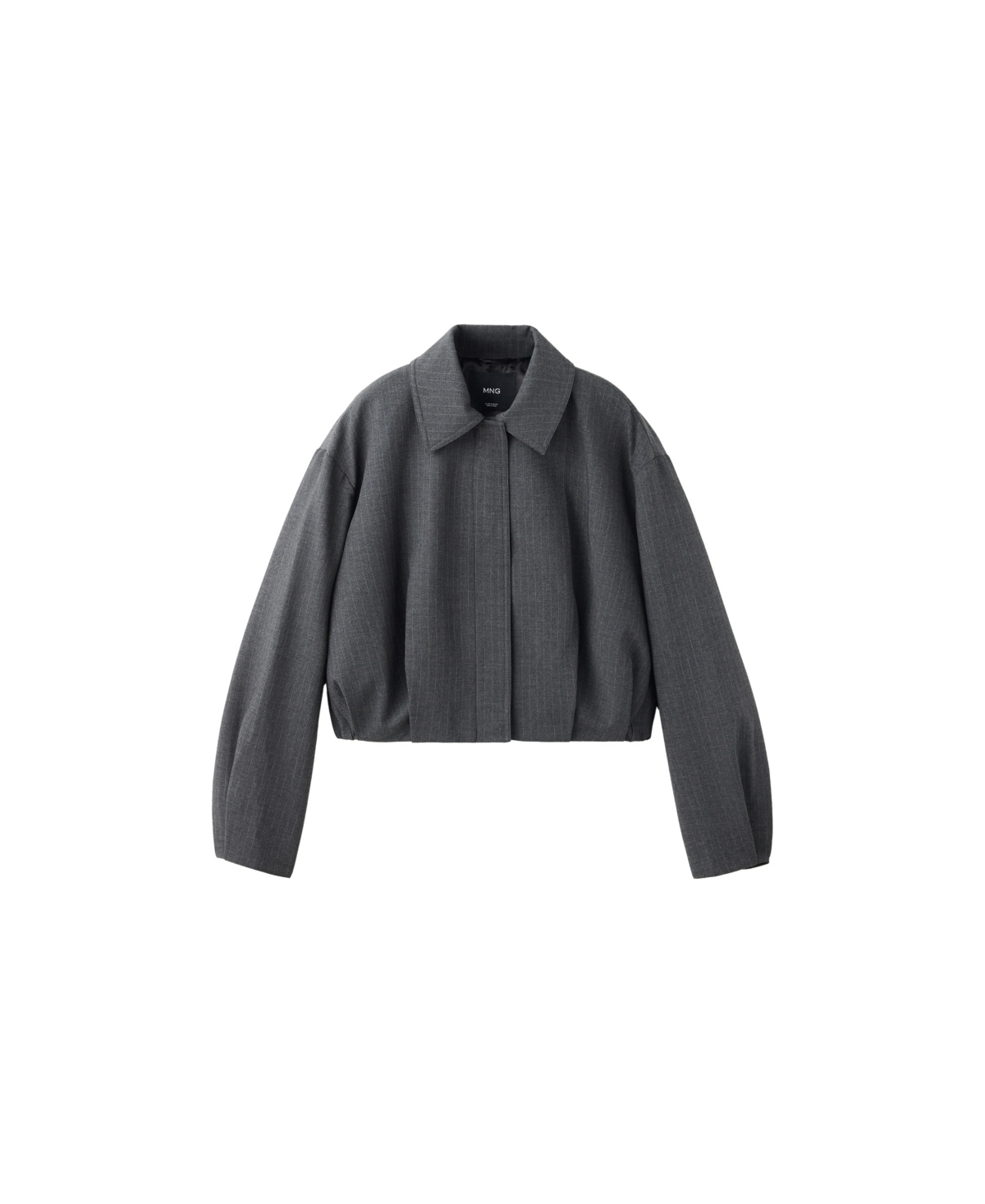 Mango Women's Pinstripe Bomber Oversized Cropped Jacket - Gray