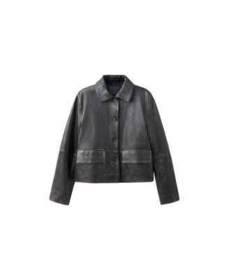 Women's Worn Effect Leather Jacket