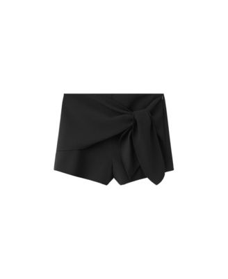 Women's Bow Mid-Rise Straight Shorts, 2.36" Inseam