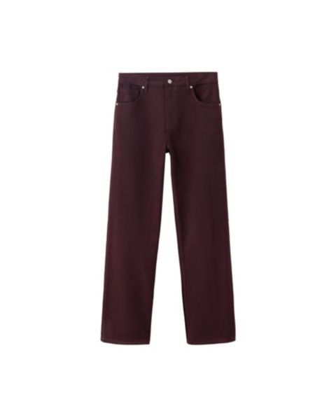 Женские джинсы Mango Miami Mid-Rise Straight-Fit Denim, цвет: Винный