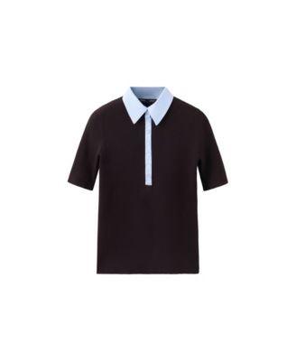Women's Slim Fit Contrast Collar Polo Shirt