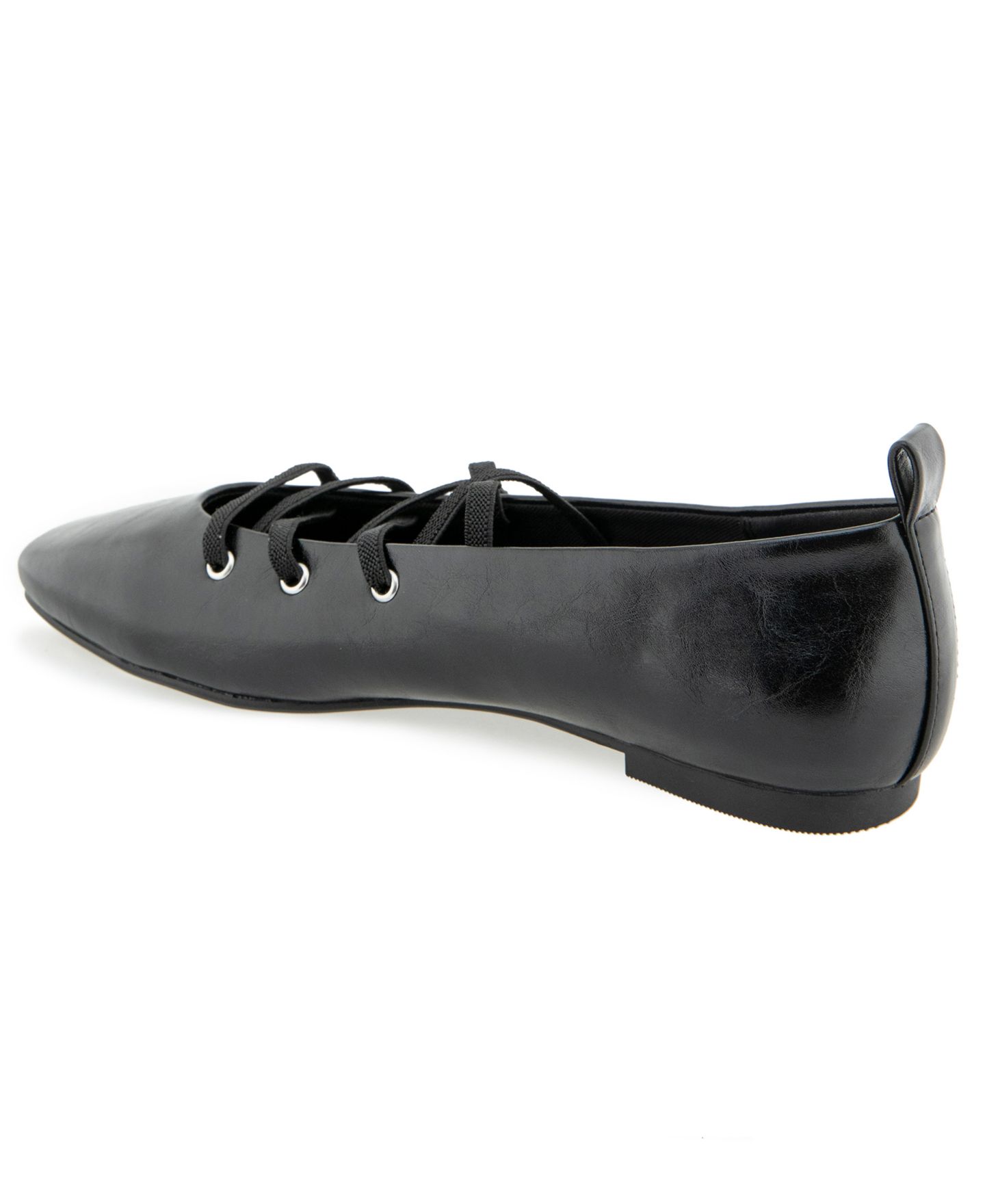 Женские балетки Kenneth Cole Reaction Maxima Square Toe Lace-Up Faux Leather Ballet, цвет: Чёрный — фото 8