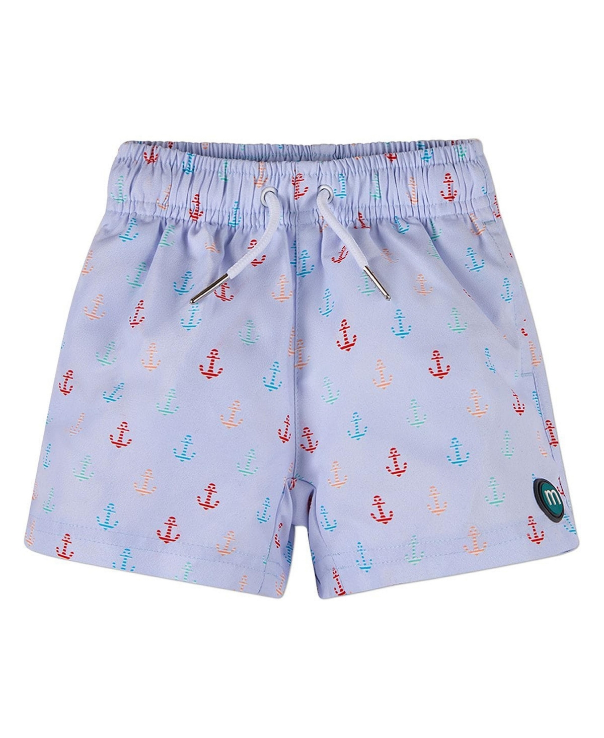 Boys "Sail and Anchor" Quick-Dry UPF 50 Swim Trunks with Pockets - Blue / 12