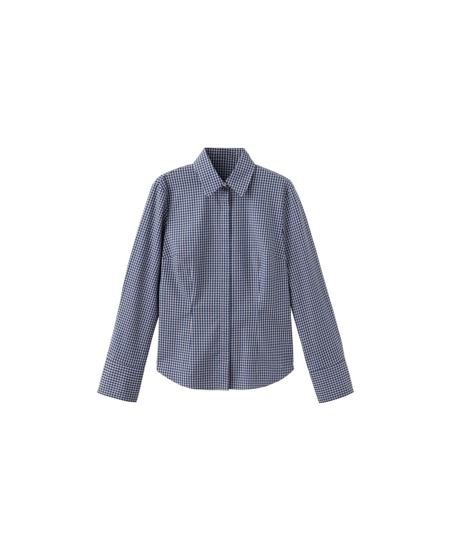 Женская рубашка Mango Sofia Long-Sleeve Button-Up Fitted, цвет: Тёмно-синий — фото 1
