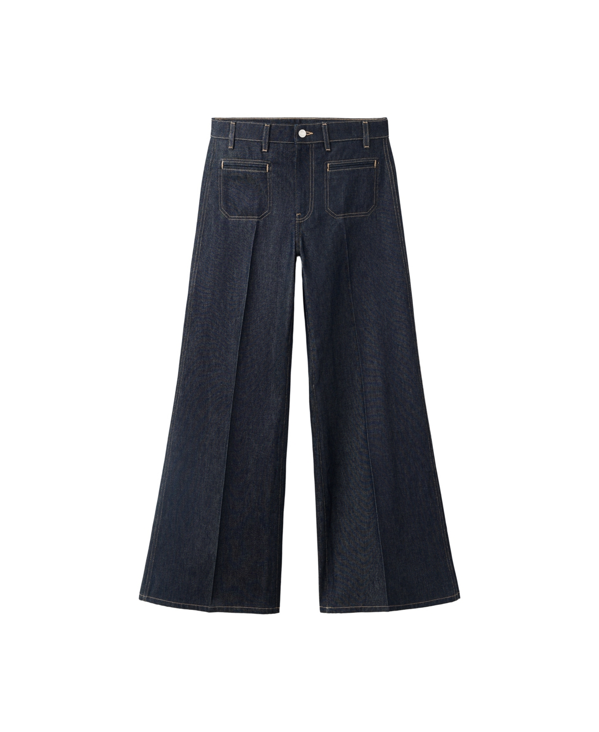 Mango Women's High-Rise Wide-Leg Jeans - Open Blue