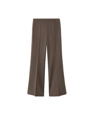 Women's Houndstooth-Print High-Rise Wide-Leg Pants