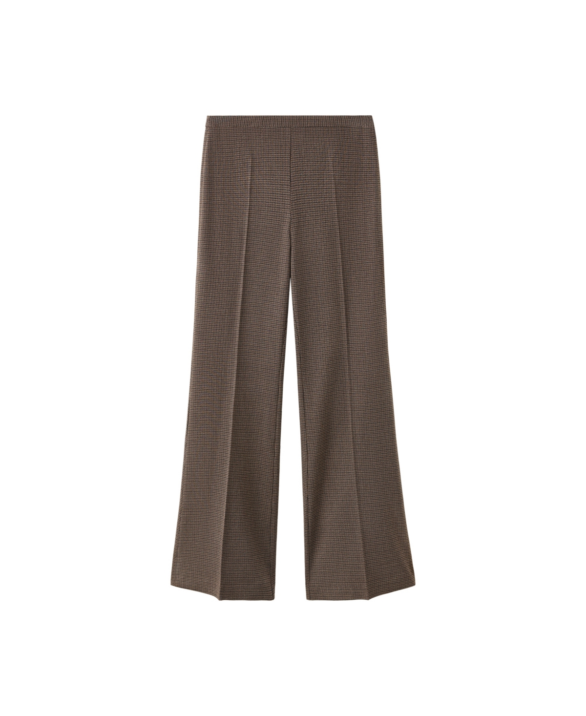 Mango Women's Houndstooth-Print High-Rise Wide-Leg Pants - Chocolate