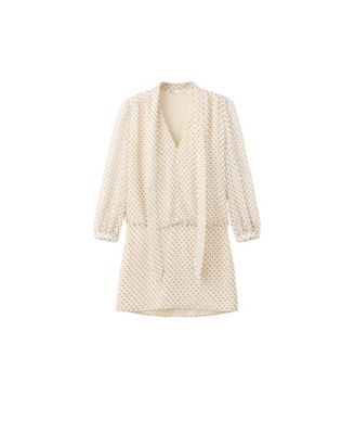 Women's Polka-Dot V-Neck Long-Sleeve Dress