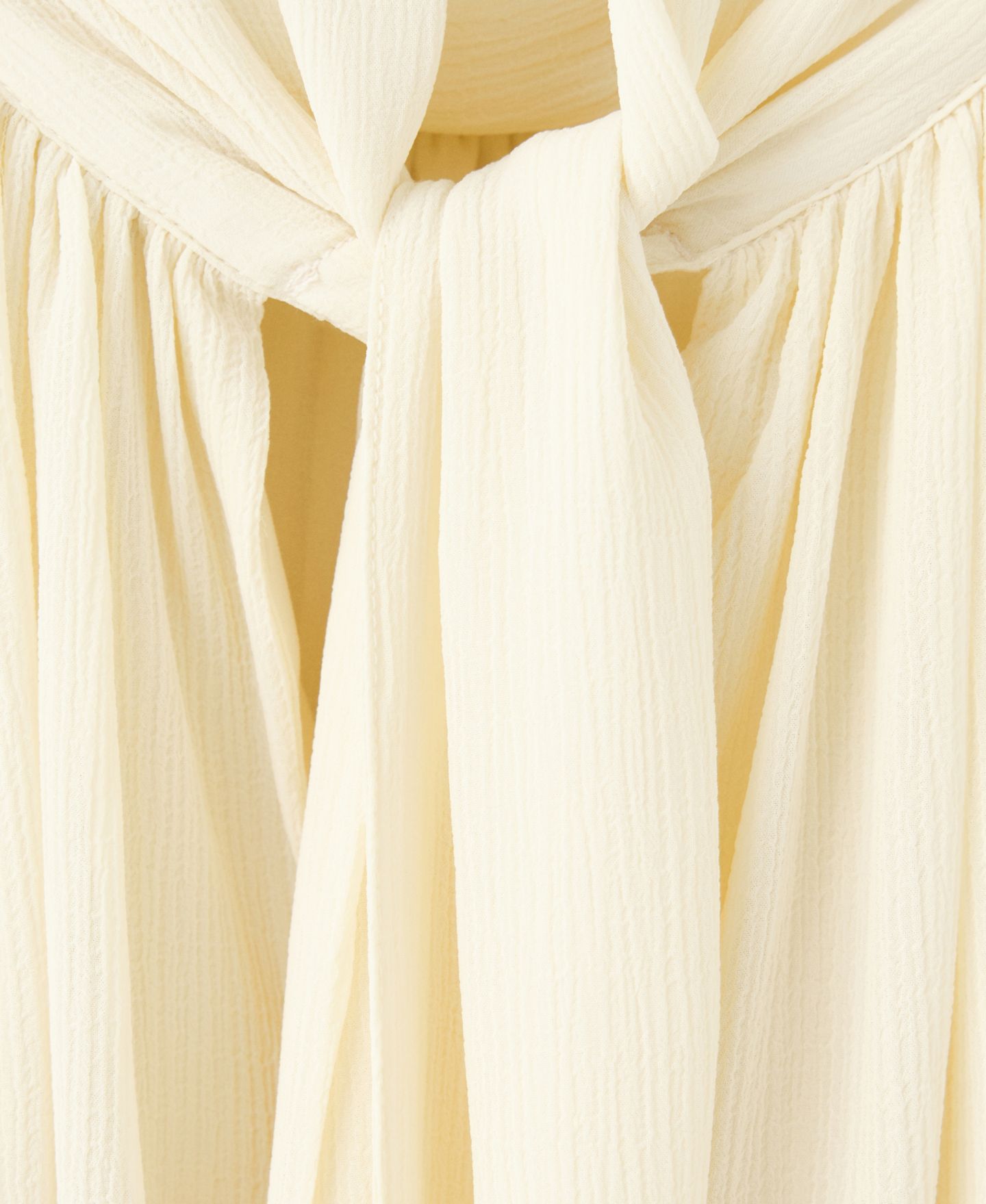 Женская блузка Mango Nube Puffed-Sleeve Mock-Neck Ruched, цвет: Молочный белый — фото 6