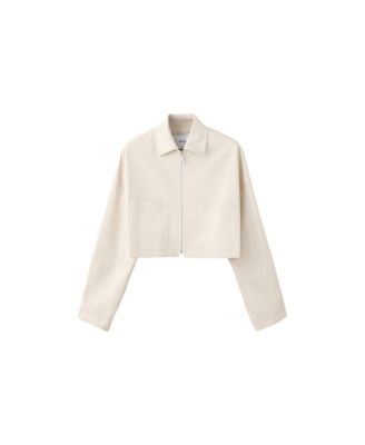 Women's Cropped Cotton-Blend Zipper Jacket
