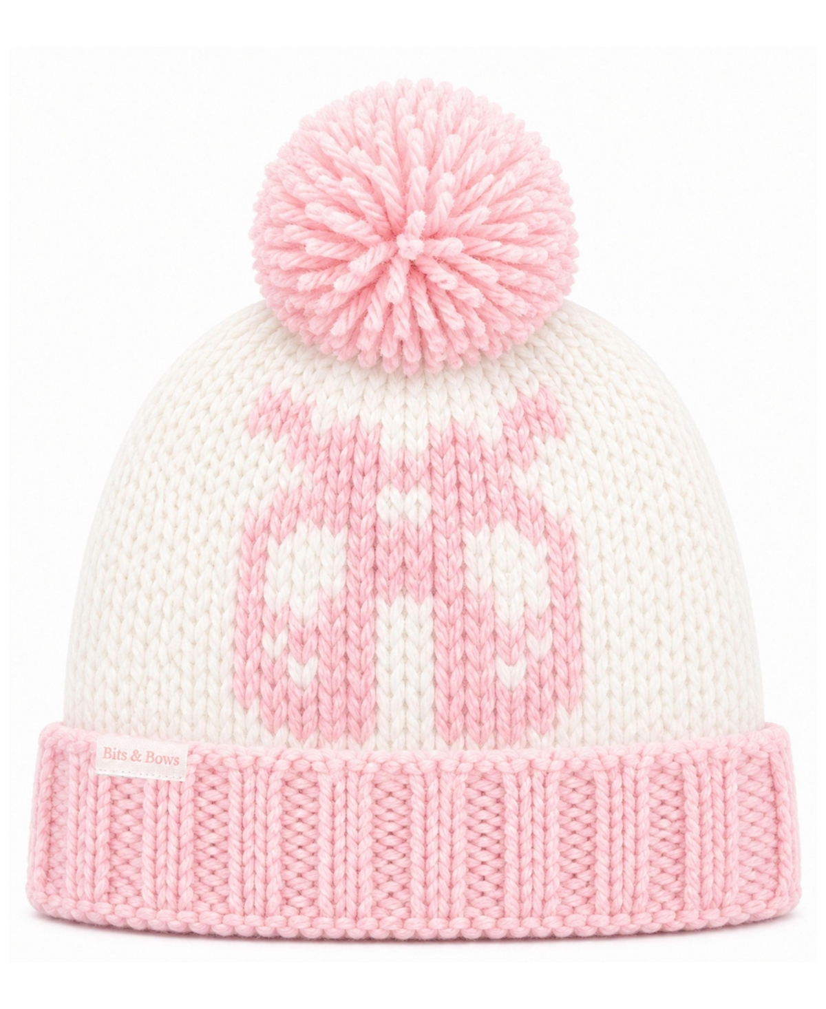 Bits & Bows Toddler Girls Ballet Slippers Pom Pom Bobble Hat - Pink/white