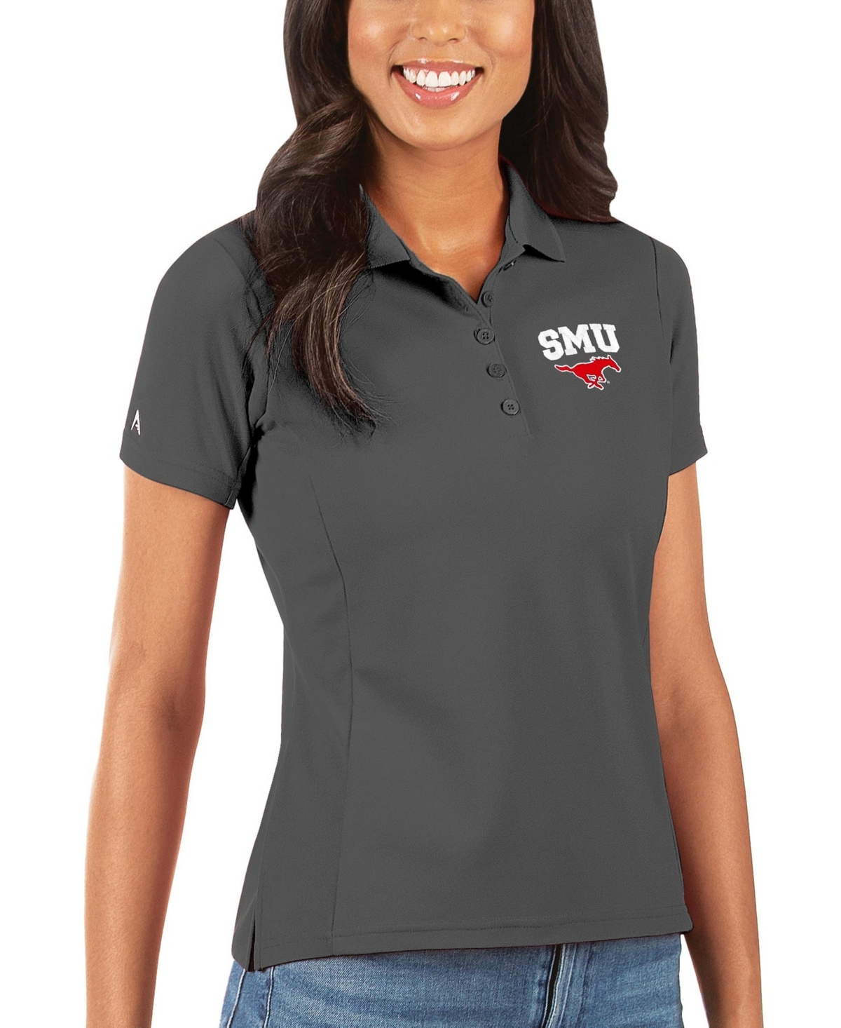 Antigua Women's Charcoal Smu Mustangs Legacy Pique Polo Shirt - Charcoal