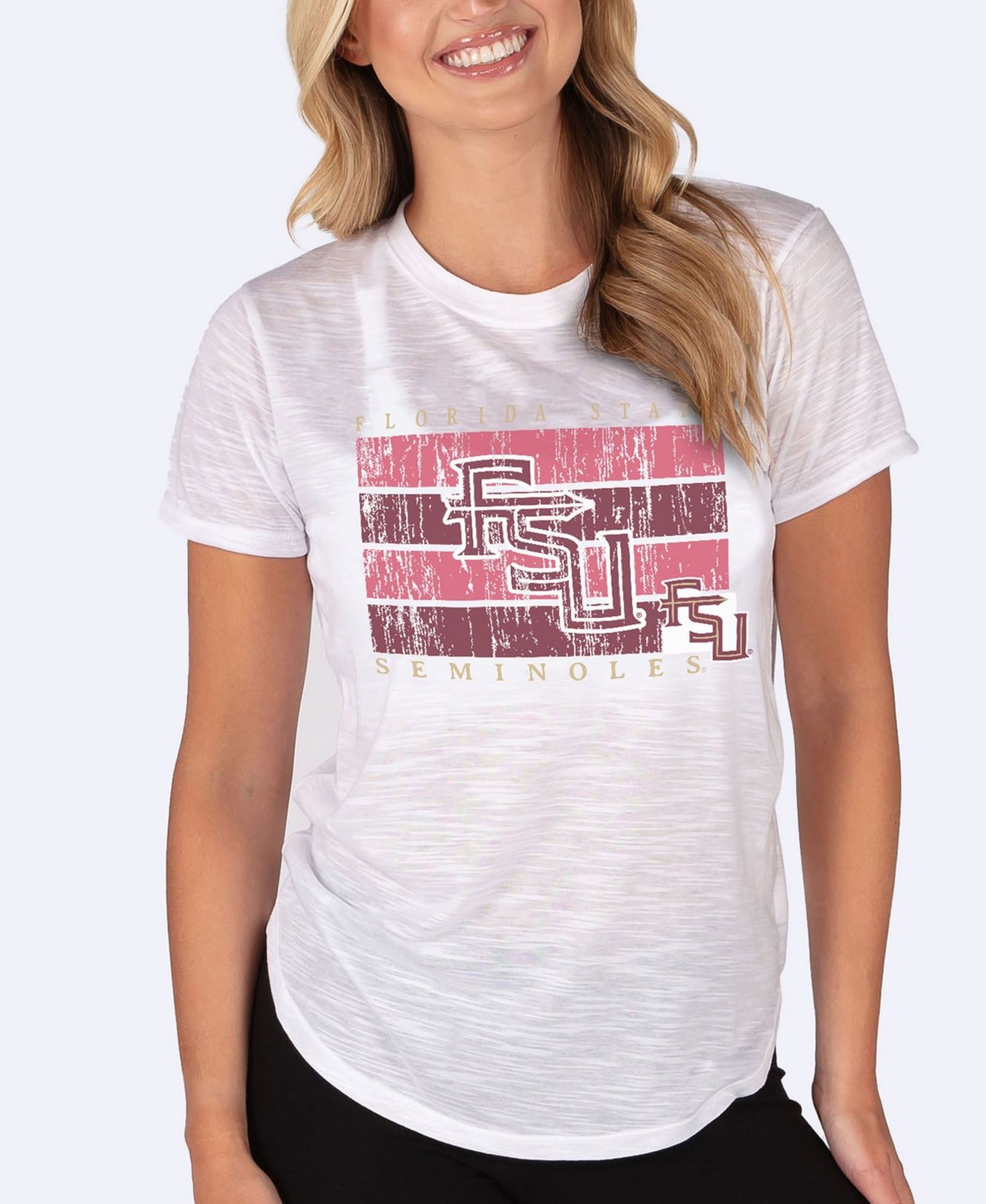 Женский топ Concepts Sport White Florida State Seminoles Infuse Lightweight Slub Knit — фото 1