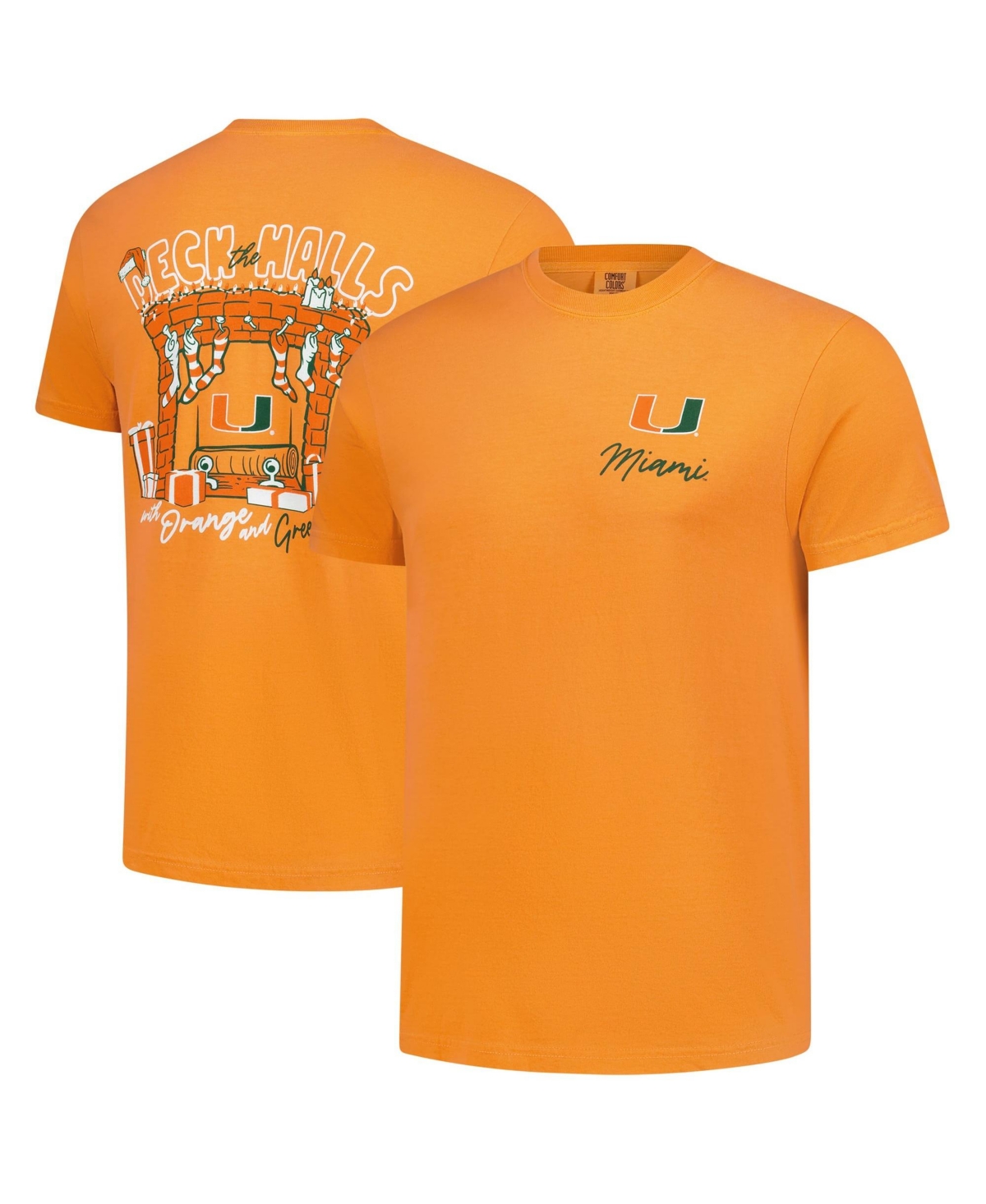 Image One Men's Orange Miami Hurricanes Deck the Halls Comfort Colors T-Shirt - Orange