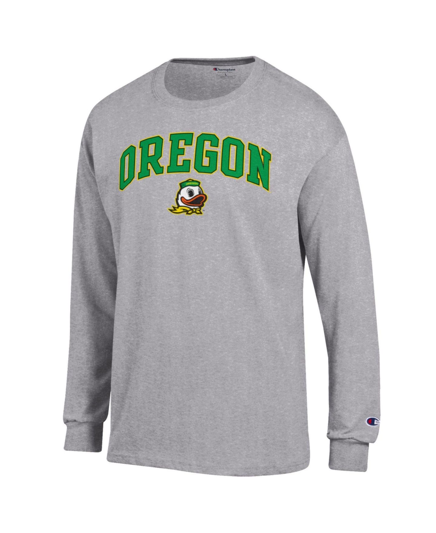 Мужская футболка Champion Heather Gray Oregon Ducks Arch Over Logo Long-Sleeve — фото 2