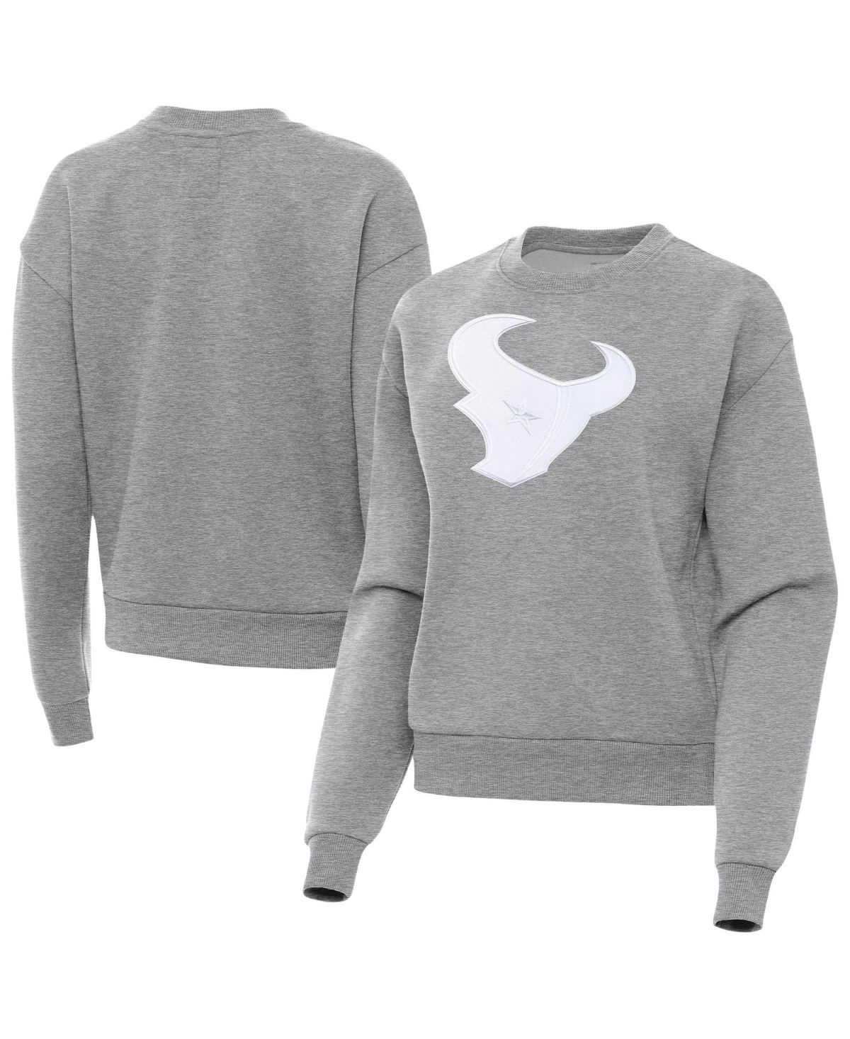 Antigua Women's Heather Gray Houston Texans Victory Pullover Sweatshirt - Heather Gray