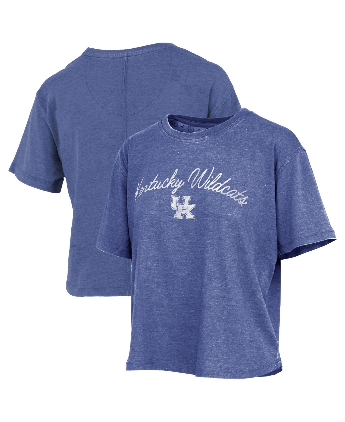 Pressbox Women's Royal Kentucky Wildcats Vintage Waist Length Script Over Logo T-Shirt - Royal
