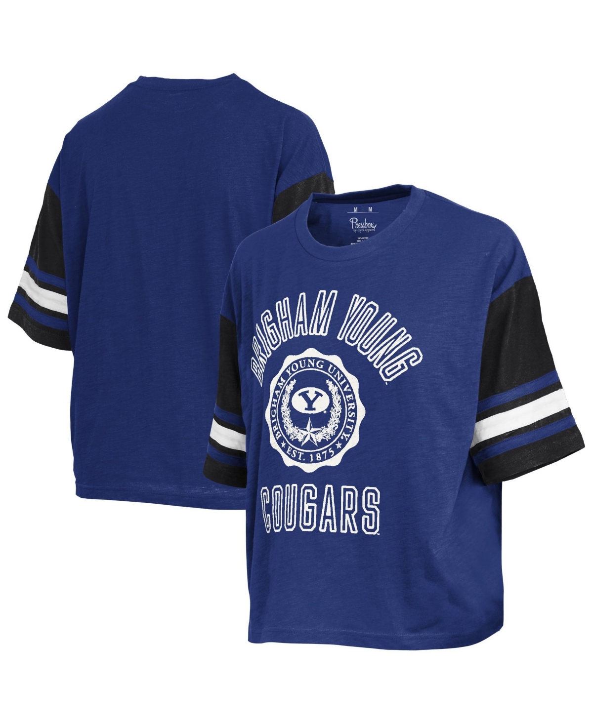 Pressbox Women's Royal Byu Cougars Sunday Color block Seal Slub T-Shirt - Royal, Black