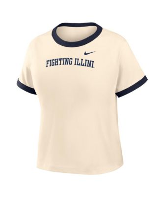 Women's Natural Illinois Fighting Illini Ringer Mod Cropped T-Shirt