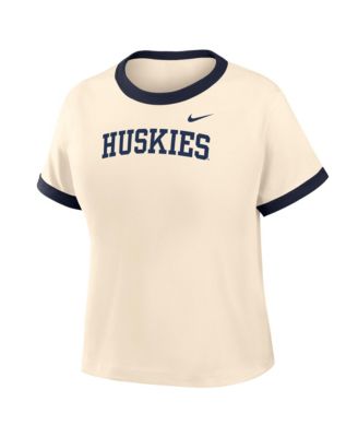 Women's Natural UConn Huskies Ringer Mod Cropped T-Shirt
