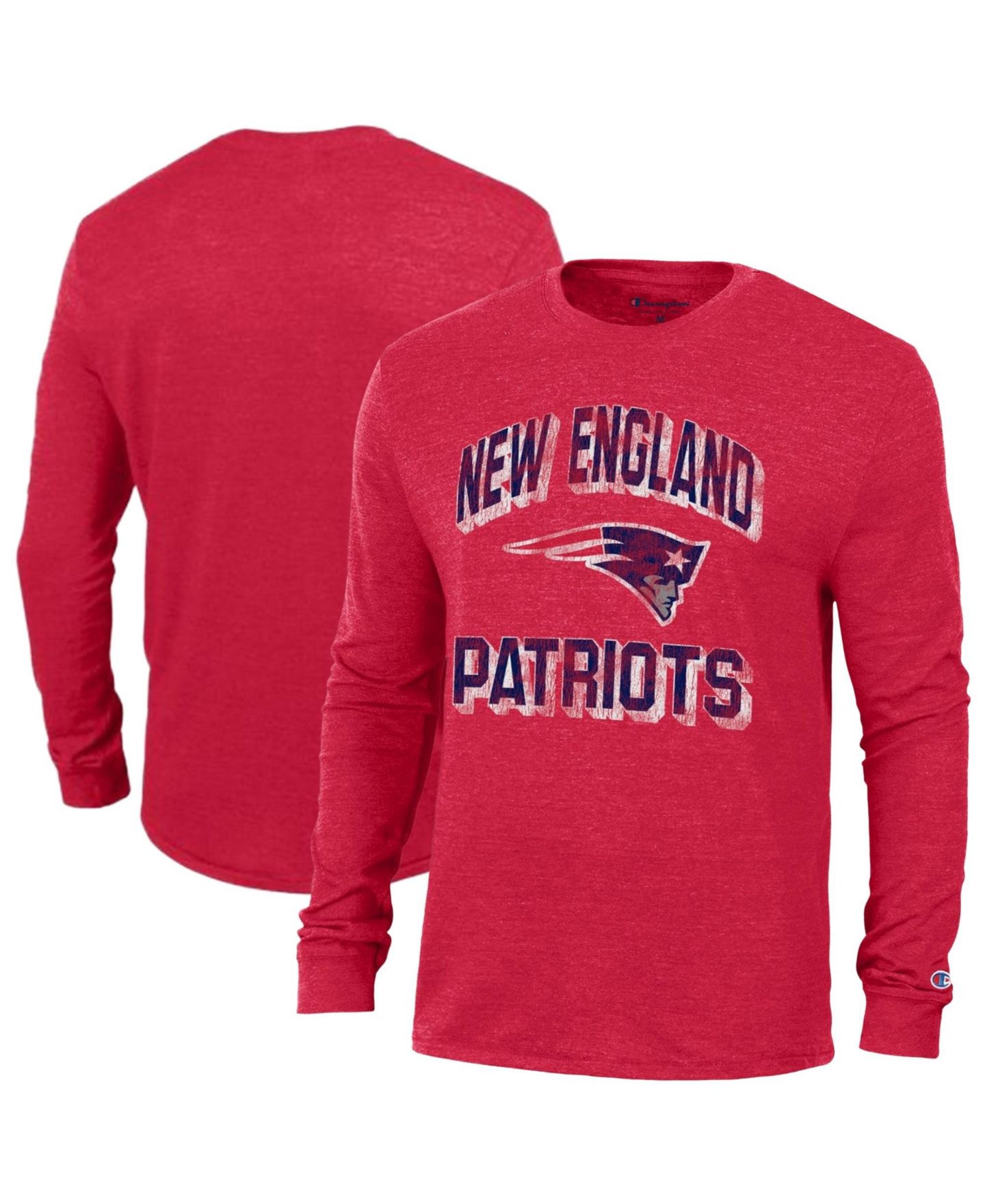 Мужская футболка Champion Red New England Patriots Ultimate Tri-Blend Long-Sleeve — фото 1