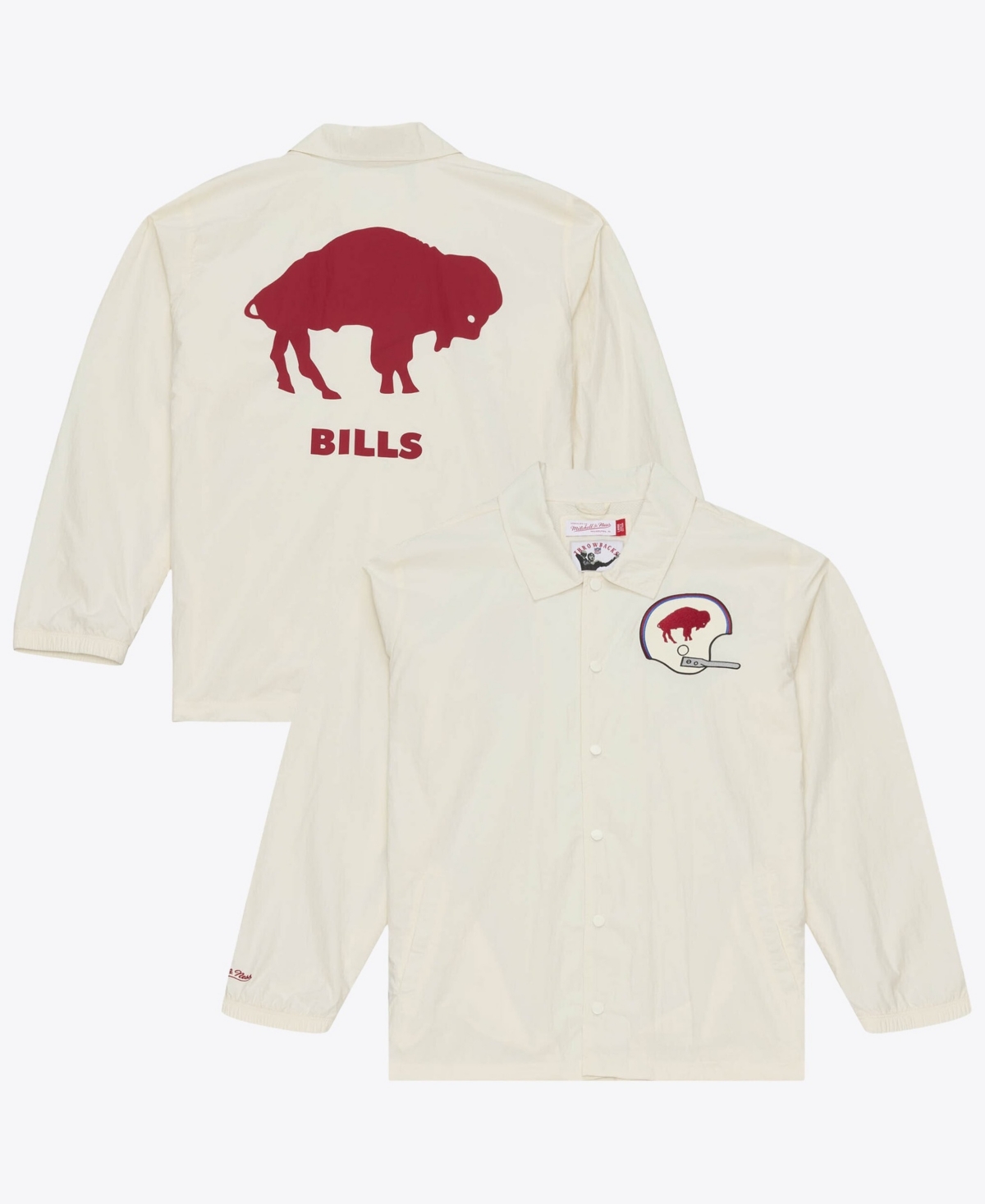 Mitchell & Ness Men's Cream Buffalo Bills Retro Roots Full-Snap Coaches Jacket - Cream