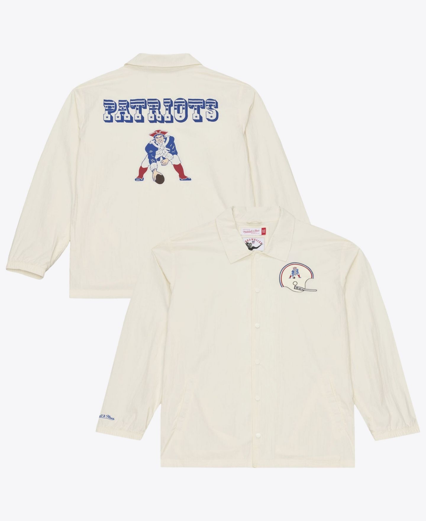 Мужская куртка Mitchell & Ness Cream New England Patriots Retro Roots Full-Snap Coaches — фото 1
