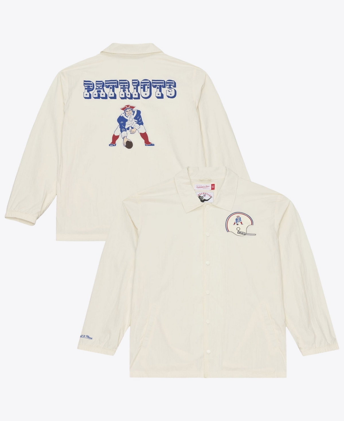 Mitchell & Ness Men's Cream New England Patriots Retro Roots Full-Snap Coaches Jacket - Cream