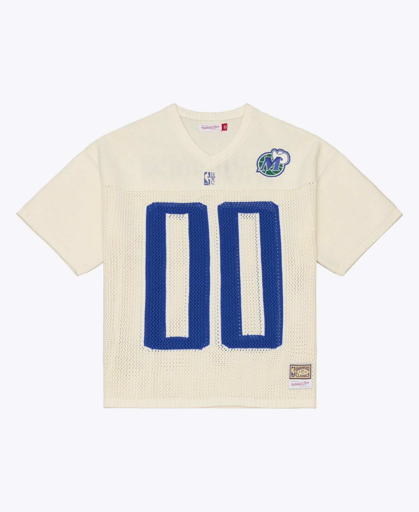 Мужской свитер Mitchell & Ness Mitchell Ness Cream Dallas Mavericks Hardwood Classics Retro Roots Short-Sleeve Sweater Jersey — фото 1