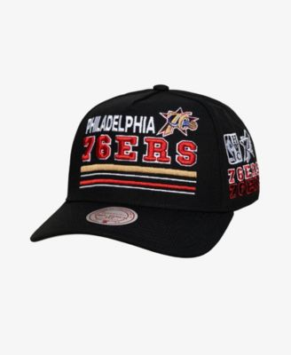 Men's Black Philadelphia 76ers Hardwood Classics Triple Check Pro Snapback Hat